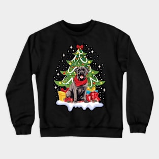 Merry Christmas Tree With Cane Corso Dog Crewneck Sweatshirt